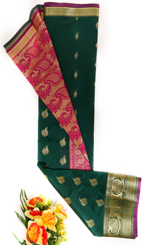 Dark Green shade Saree