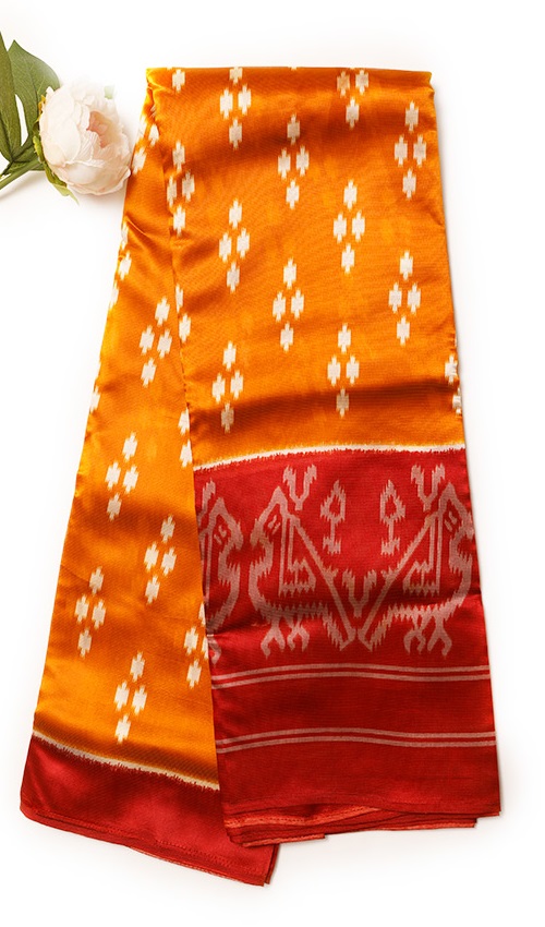 Dark Yellow Printed saree 