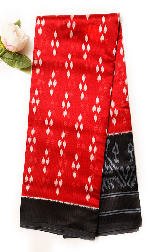 Red and Black Combination saree 