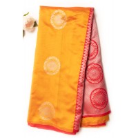 Red Yellow printed saree 