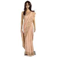 Attractive Peach Shade Heavy Saree