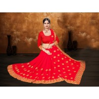 Red heavy Embroidery saree