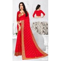 Red Zari Embroidery saree