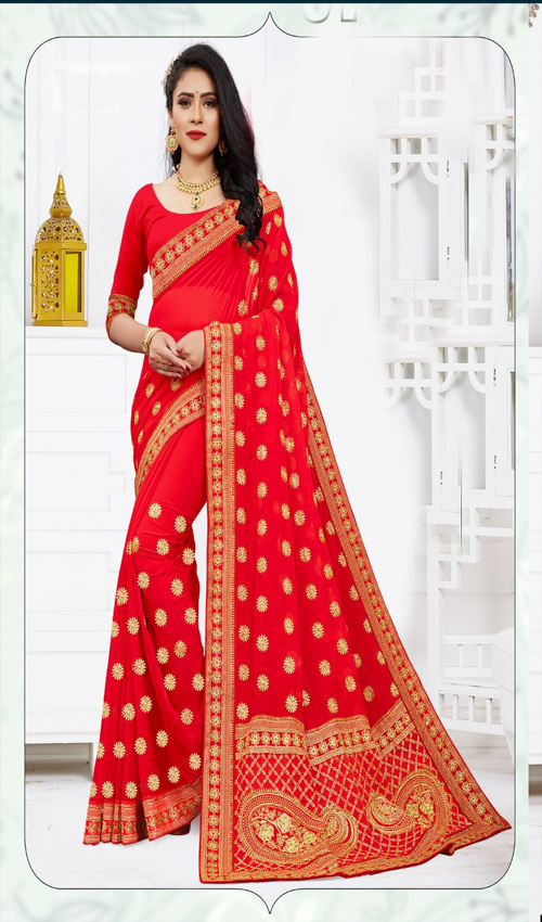 Stunning Red Bridal Saree