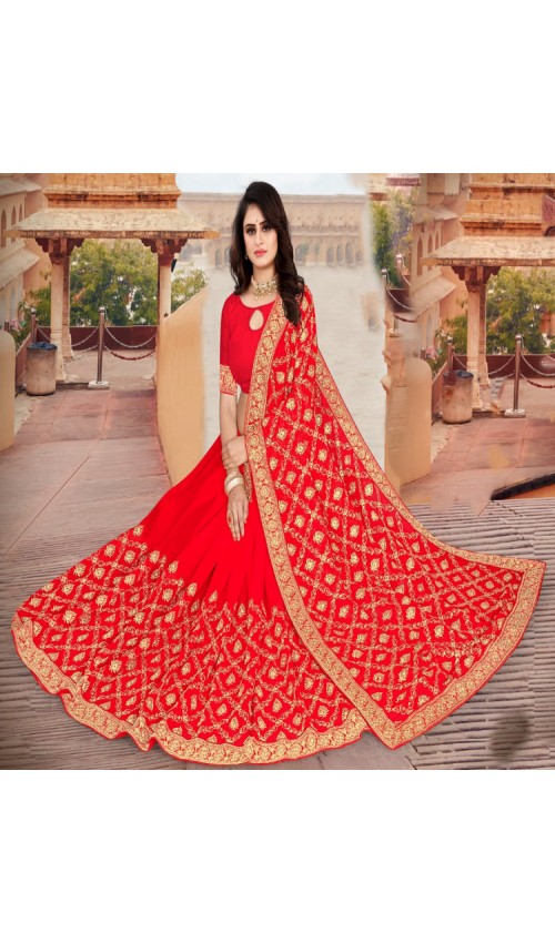 Heavy Zari embroidery saree