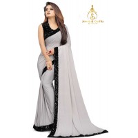 White Shimmery lycra Saree