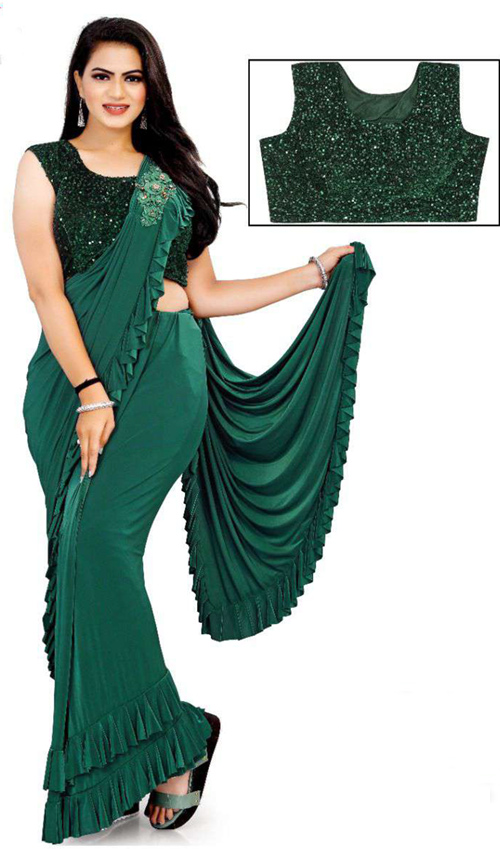 Green Ready To Wear Saree