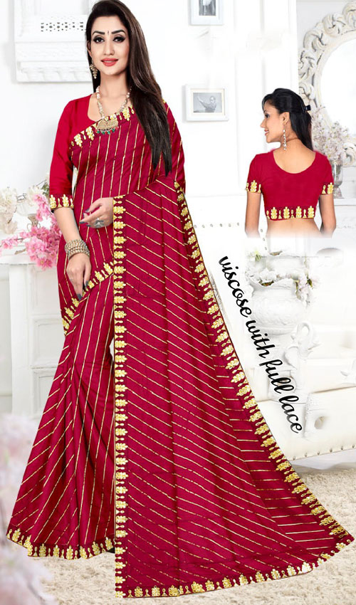 Viscose Gota patti work saree (7 colours)