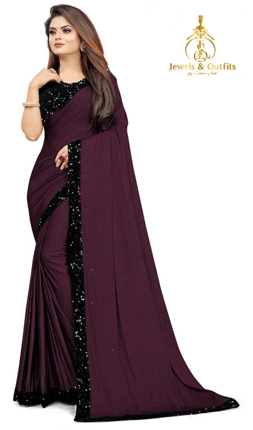 Impressive Purple Shimmery lycra Saree