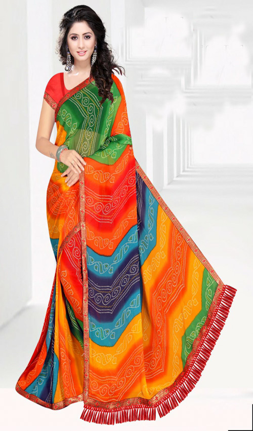 Multicolor Badhni saree