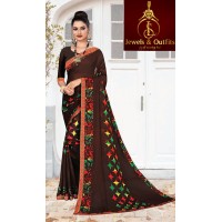 Brown based Printed Saree