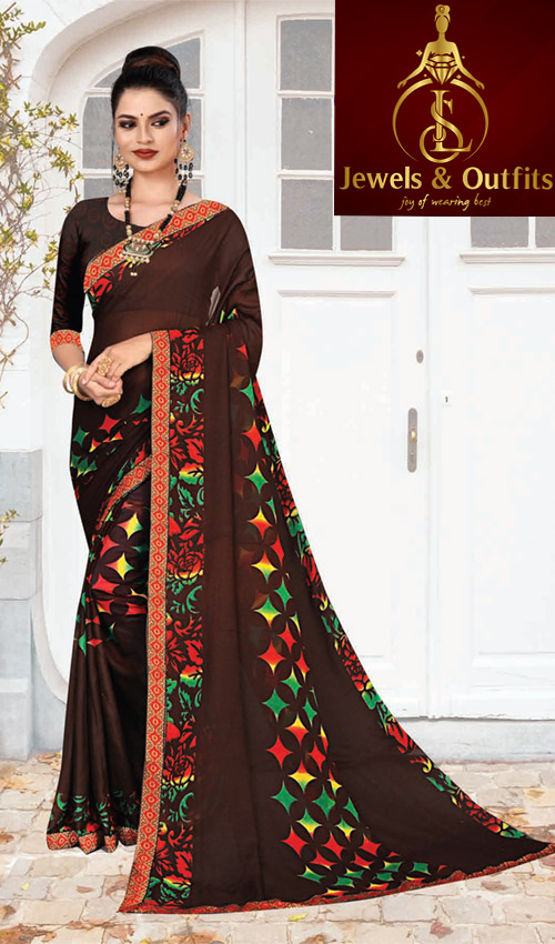 Brown based Printed Saree