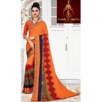 Orange Based Printed Saree