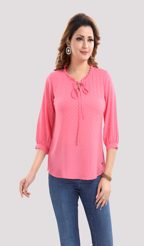 Pink small dot printed top