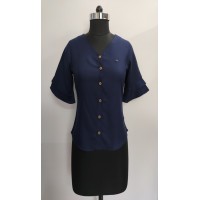 Blue rayon plain shirt top