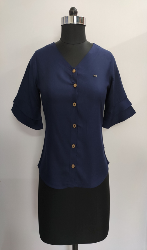 Blue rayon plain shirt top