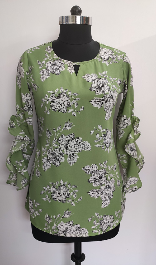 Green garden printed top