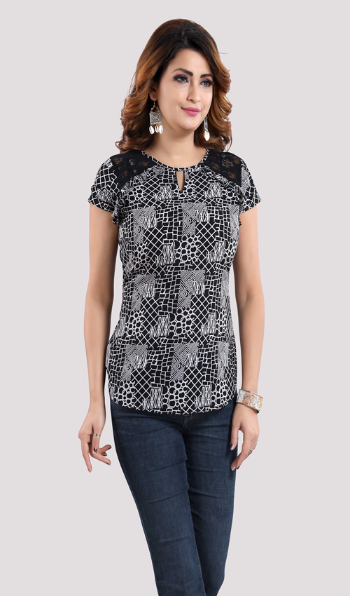 Black printed Crepe top