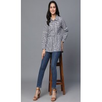 Cotton printed top with collar