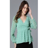 Georgette Doby top with V neck