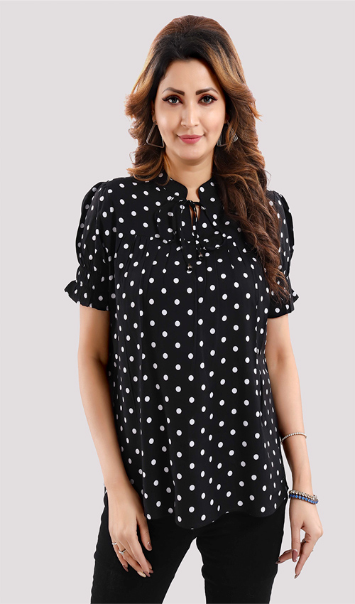 Black with polka dot top