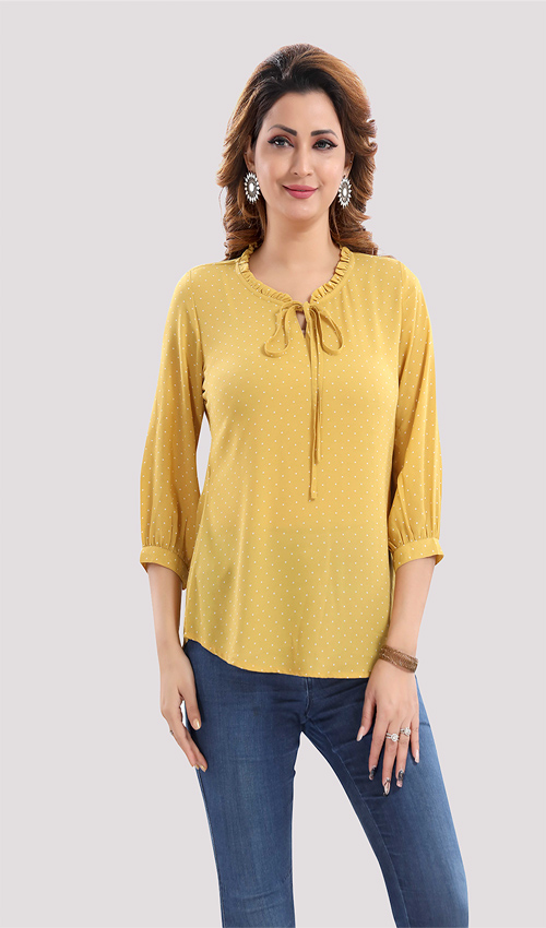 Yellow small dot printed top