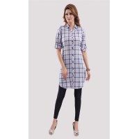 Blue Checked Rayon tunic