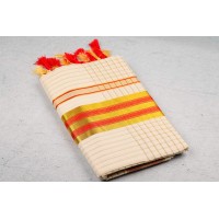 Red cheque Patti tissue saree