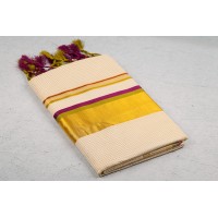 Maroon Green Patti Cotton saree