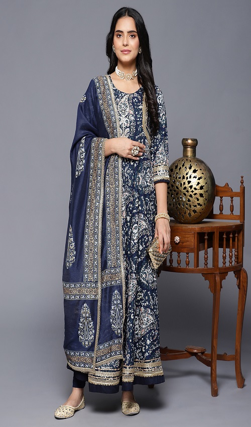 Sea Blue shade Anarkali 