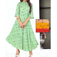 Floral Printed Flare Kurti Dress(4 colours)