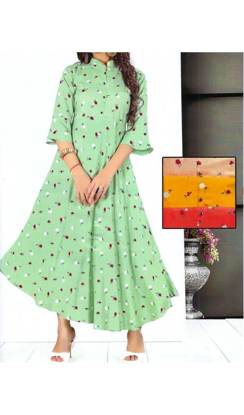 Floral Printed Flare Kurti Dress(4 colours)