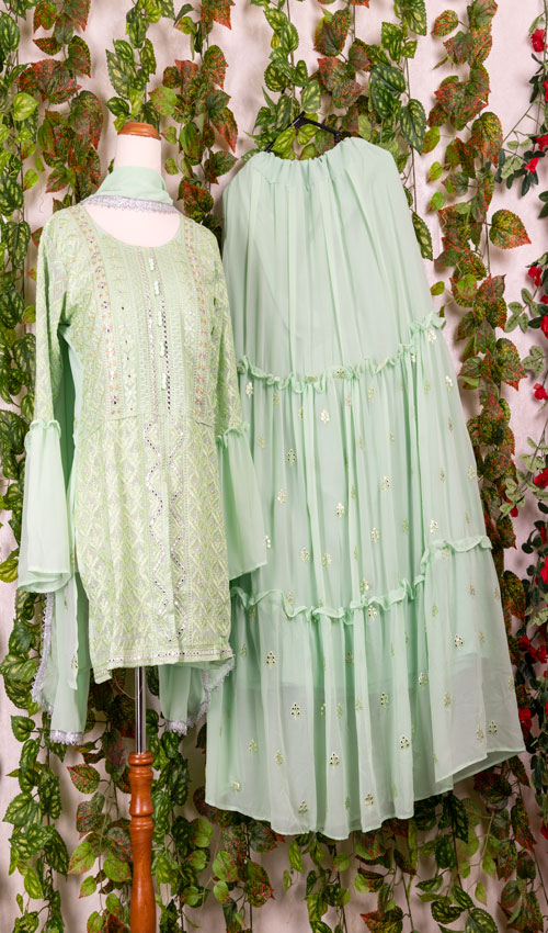 Mint green embroidered  Lehenga
