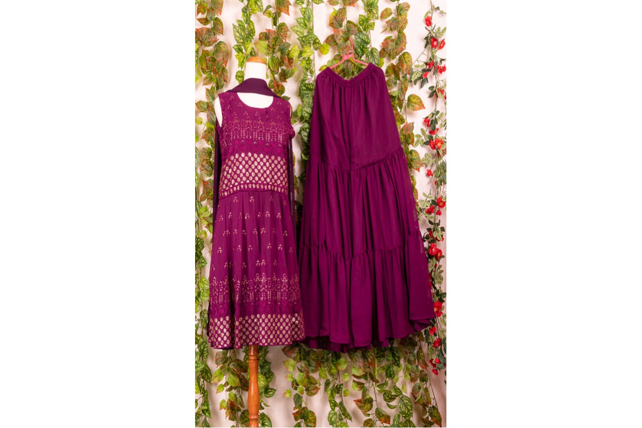 Purple Shrara with Peplum