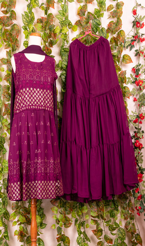 Purple Shrara with Peplum