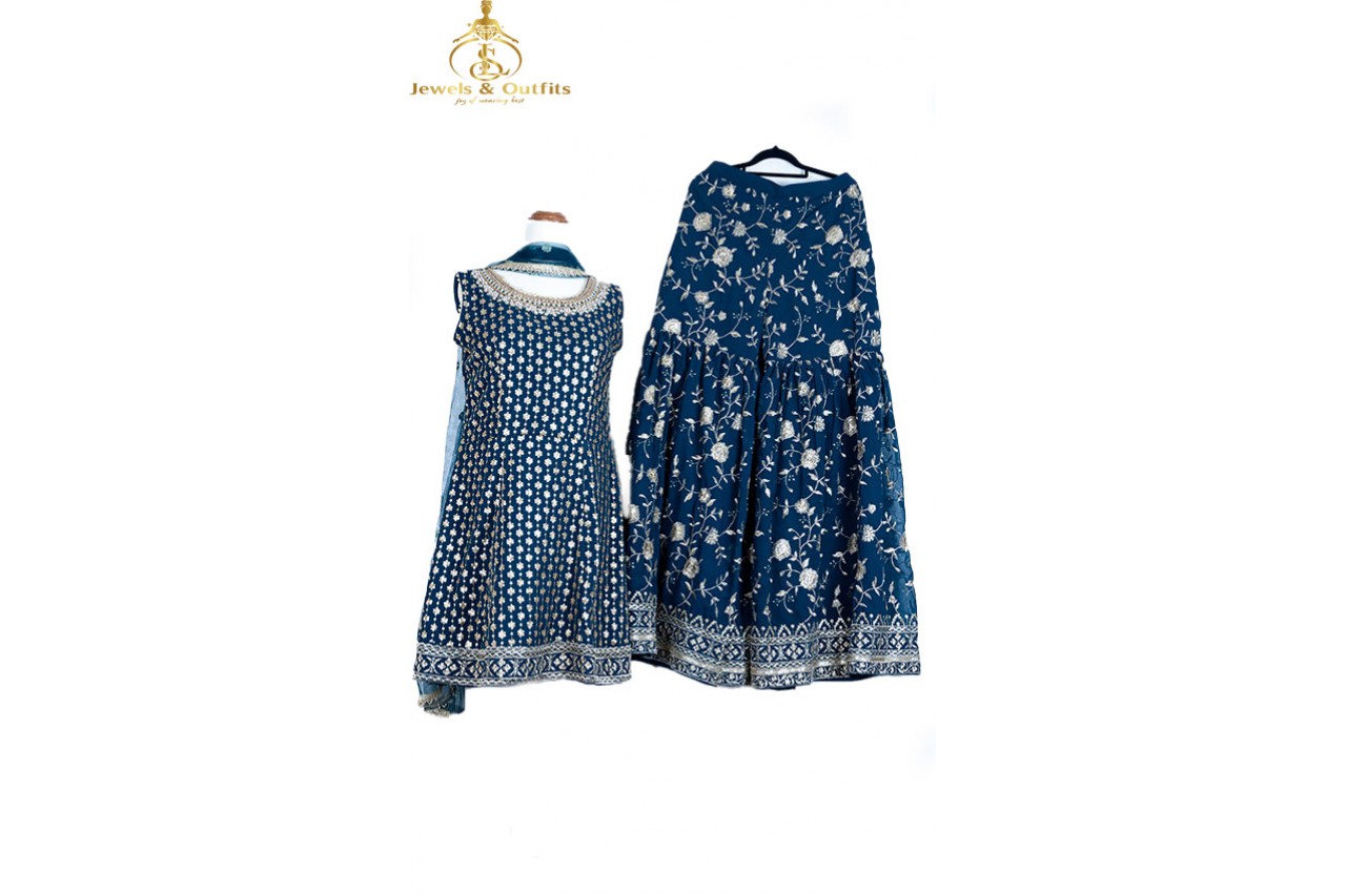 Sea Blue Shrara with Peplum