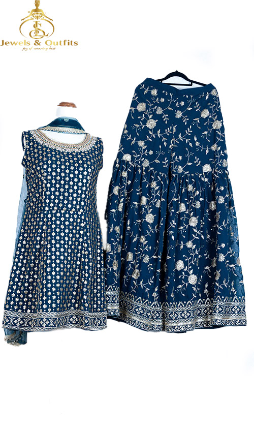 Sea Blue Shrara with Peplum