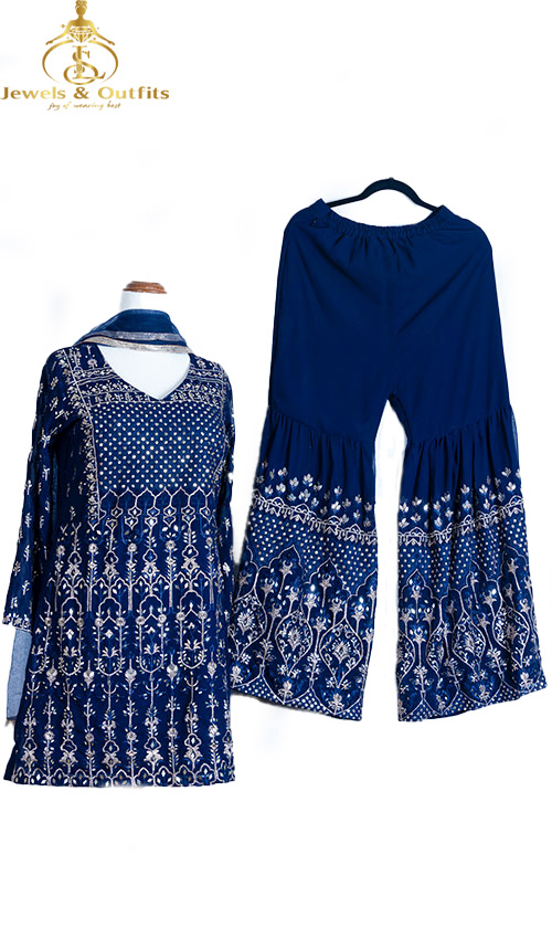 Blue Luxurious Shrara set
