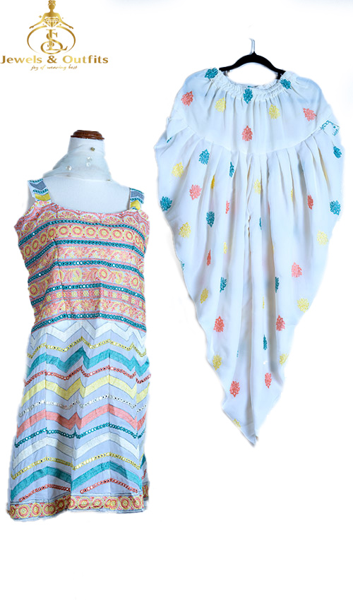 Cream Dhoti salwar with peplum