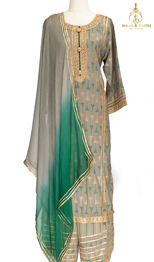 Greyish Green plus size suit set