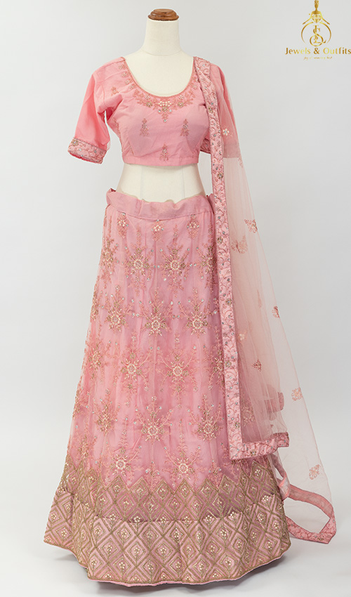 Heavy Pink shade Net Lehnga