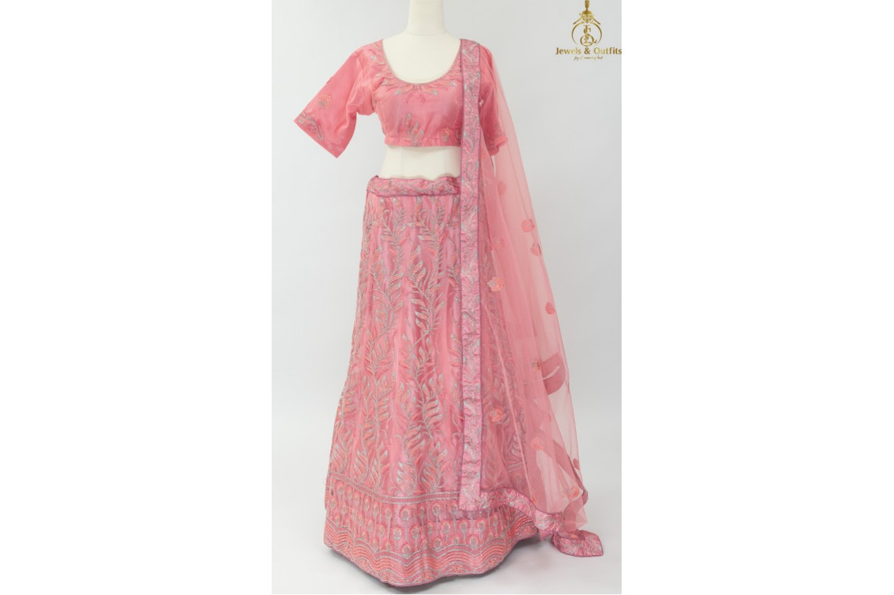 Baby pink shade Net Lehenga