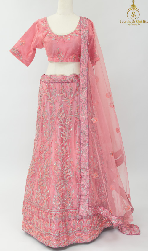 Baby pink shade Net Lehenga