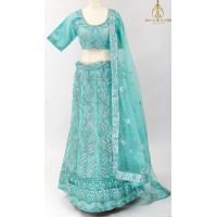 Sky blue shade Net Lehenga