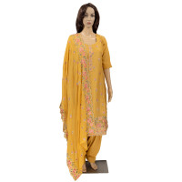 Yellow Embraided Stitched Punjabi Suit 