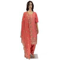 Peachy Baby Pink Embraided Punjabi Suit 