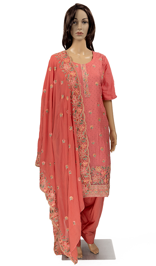 Peachy Baby Pink Embraided Punjabi Suit 