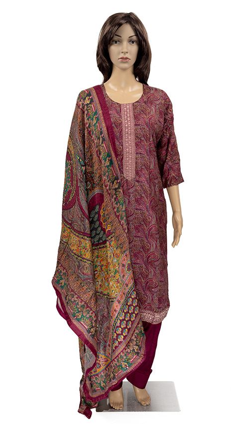Semi Crepe Silk Stitched Punjabi Suit 