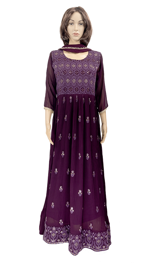 Astonishing Purple Anarkali Dress