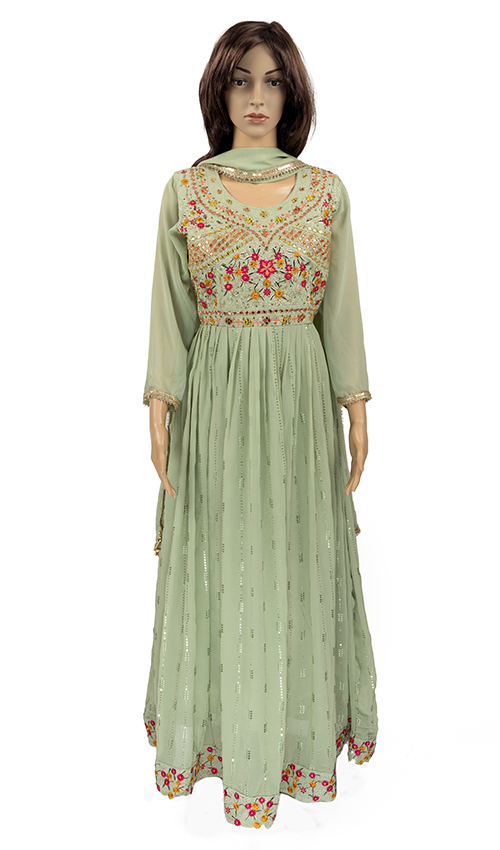 Alluring Mint Shade Anarkali Dress